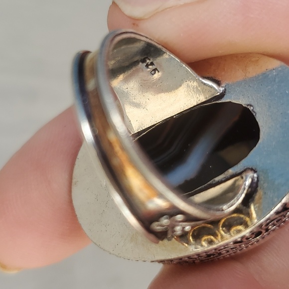New Black Botswana Agate 925 Silver Ring. - Picture 15 of 16